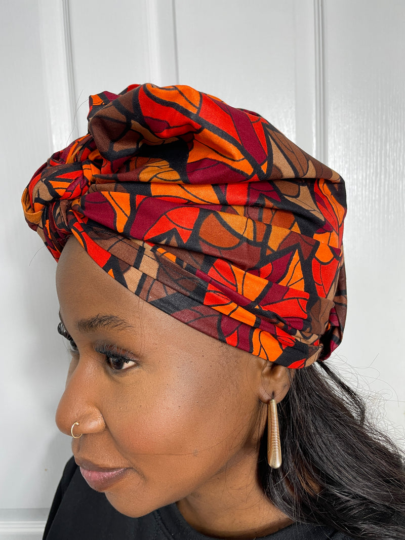 Joke Brown and Orange Ankara Headwrap/Scarf