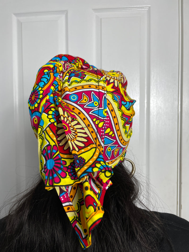 Micah Yellow and Blue Multicolored Ankara Headwrap/Scarf