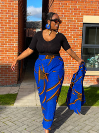 Goldie Ankara High waisted Trouser | Blue African Print