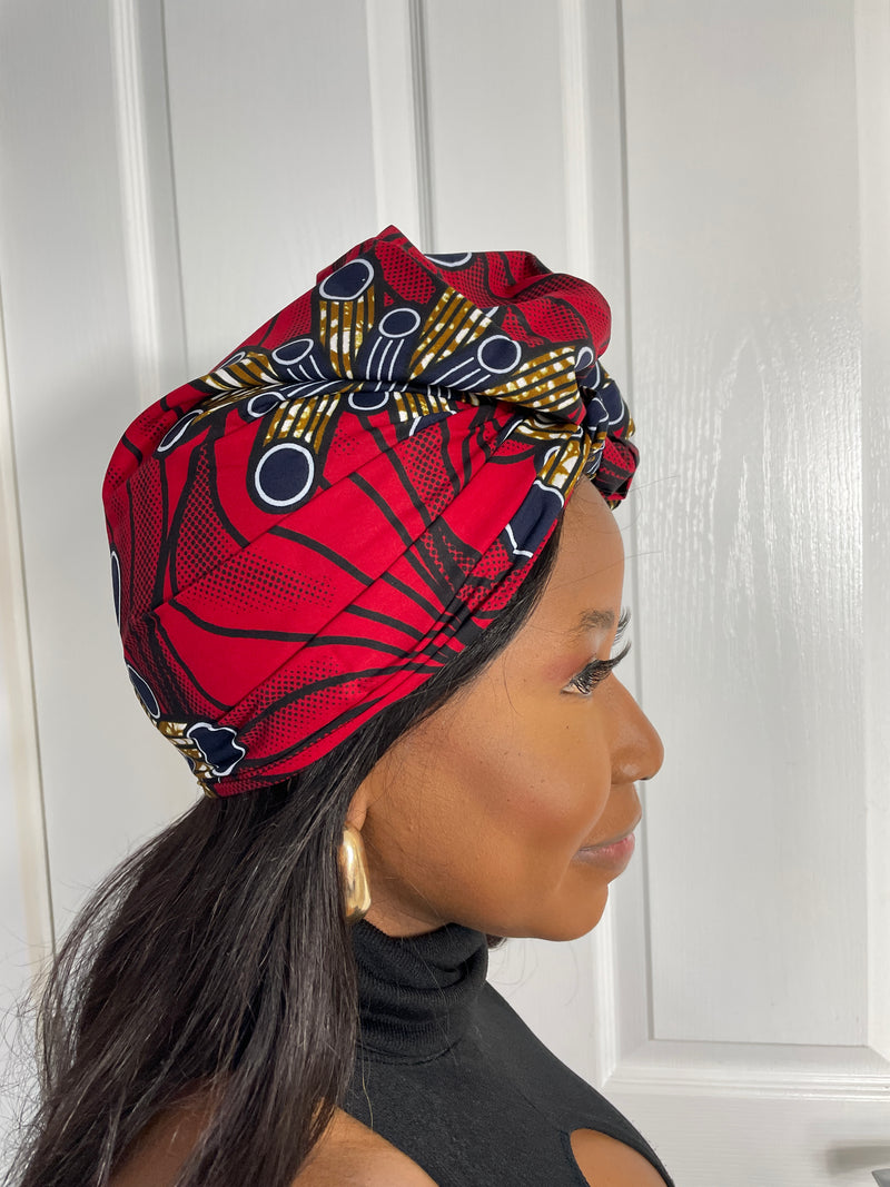 Almah Red Ankara Headwrap/Scarf