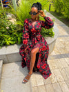 Arin Ankara Maxi Dress | Black and Red African Print