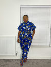 Aria Ankara Jumpsuit | Blue and White African Print