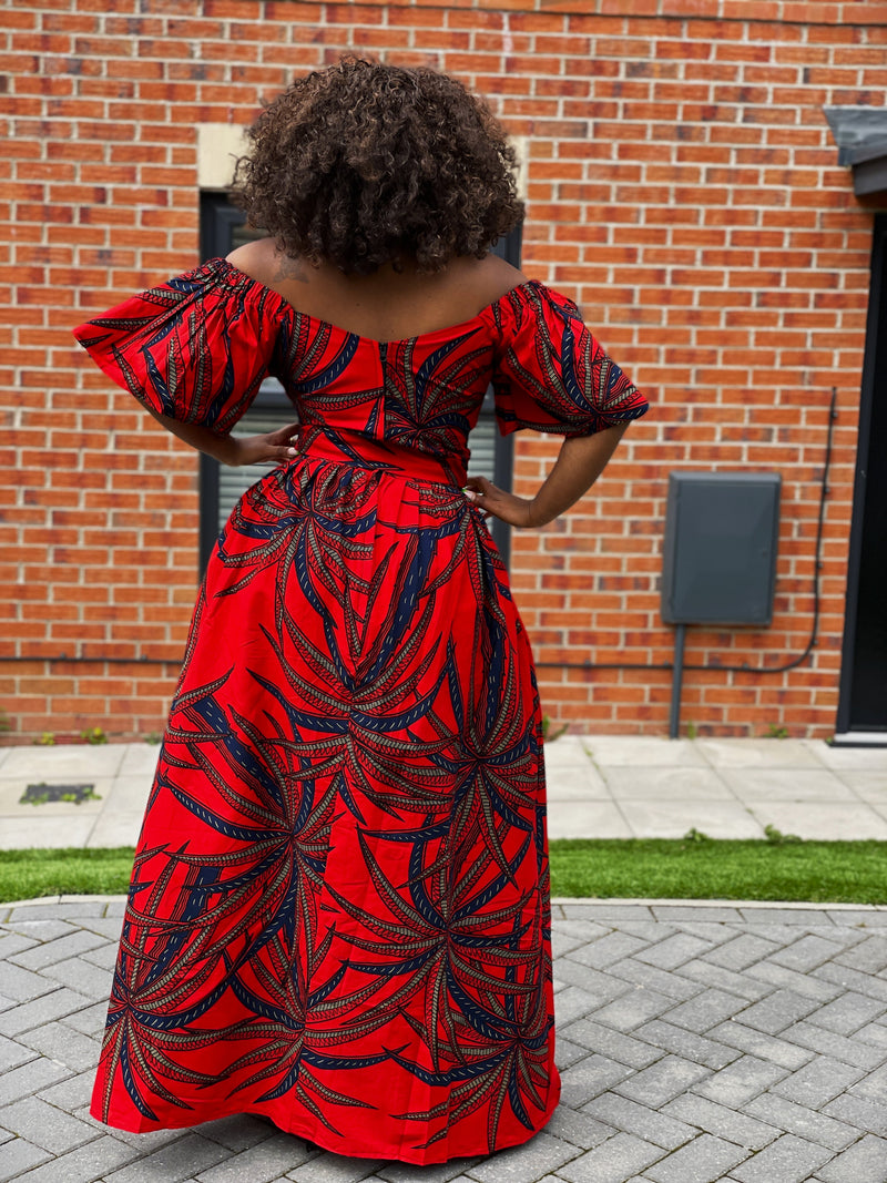 Beatrice Ankara Maxi Dress | Red African Print