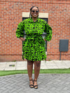 Irene Ankara Shirt Dress | Green and Black African Print