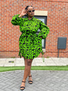 Irene Ankara Shirt Dress | Green and Black African Print