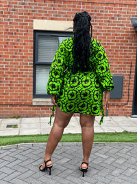 Irene Ankara Shirt Dress | Green and Black African Print