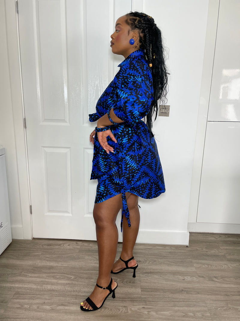 Imani Ankara Shirt Dress | Blue African Print