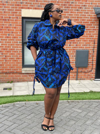 Imani Ankara Shirt Dress | Blue African Print