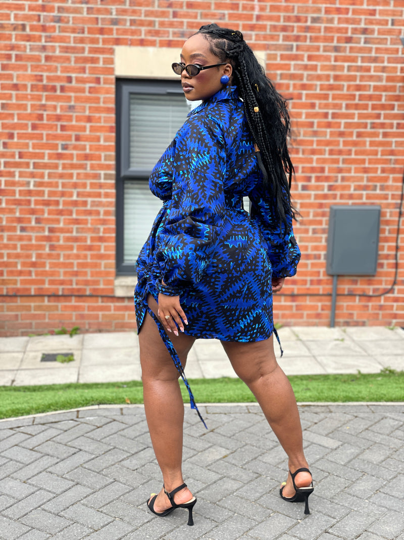 Imani Ankara Shirt Dress | Blue African Print