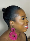 Dark Pink African Rattan Earring