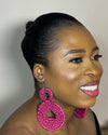 Dark Pink African Rattan Earring