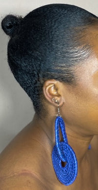 Blue African Rattan Earring