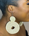 White Double Circle Rattan Earring | African Rattan