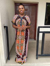 Ebony Maxi Dress | Brown Multicoloured African Tribal Print