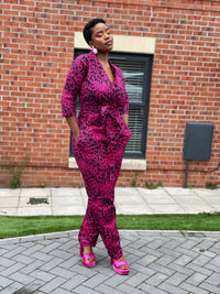 Ade Ankara Jumpsuit | Pink and Black African Print