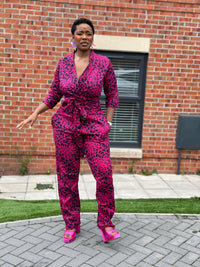 Ade Ankara Jumpsuit | Pink and Black African Print