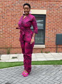 Ade Ankara Jumpsuit | Pink and Black African Print