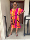 Eve Pink and Orange Midi African Tribal Dress