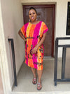 Eve Pink and Orange Midi African Tribal Dress