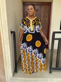 Efe Yellow and Black Maxi Dress