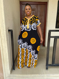 Efe Yellow and Black Maxi Dress