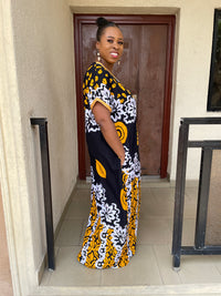 Efe Yellow and Black Maxi Dress