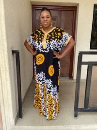 Efe Yellow and Black Maxi Dress