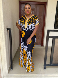 Efe Yellow and Black Maxi Dress