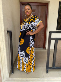 Efe Yellow and Black Maxi Dress