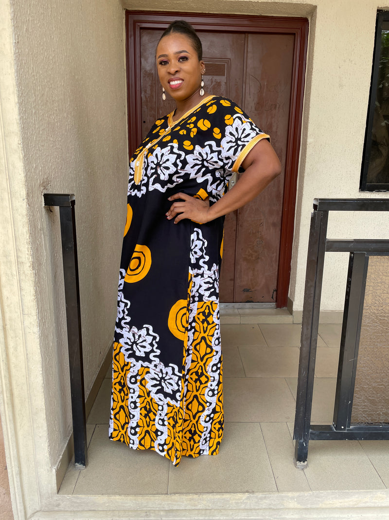 Efe Yellow and Black Maxi Dress