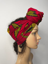 Tyler Red and Yellow Ankara Headwrap/Scarf