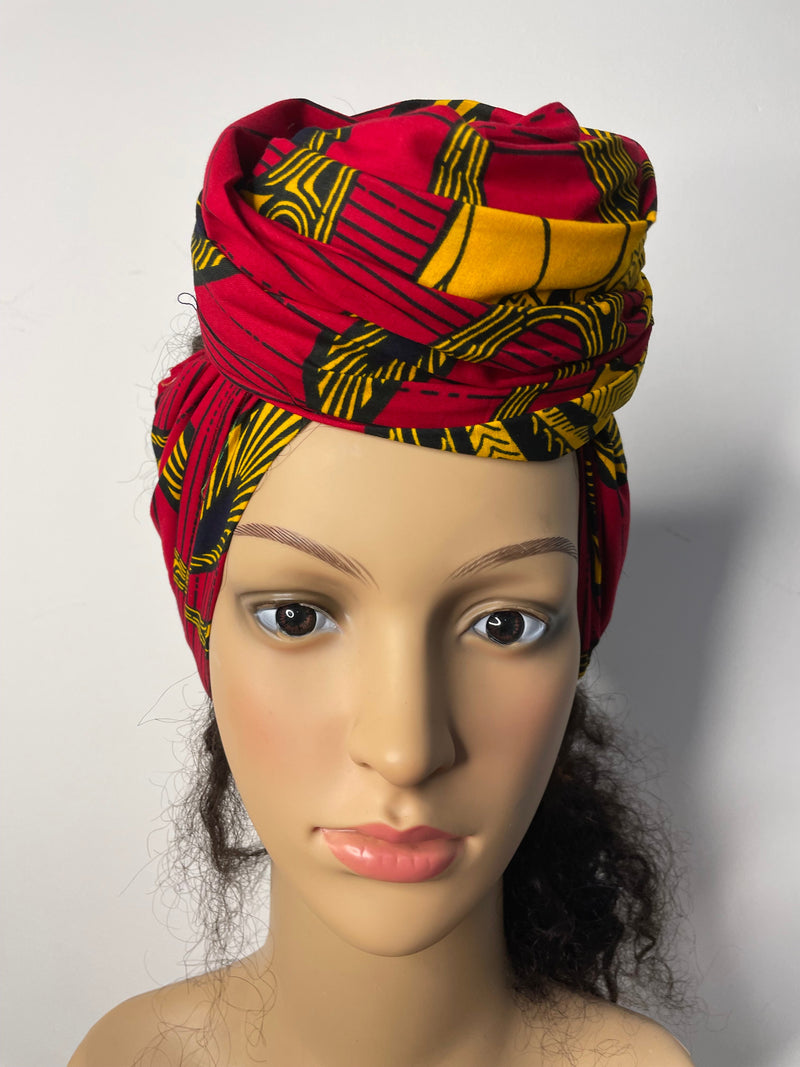 Tyler Red and Yellow Ankara Headwrap/Scarf