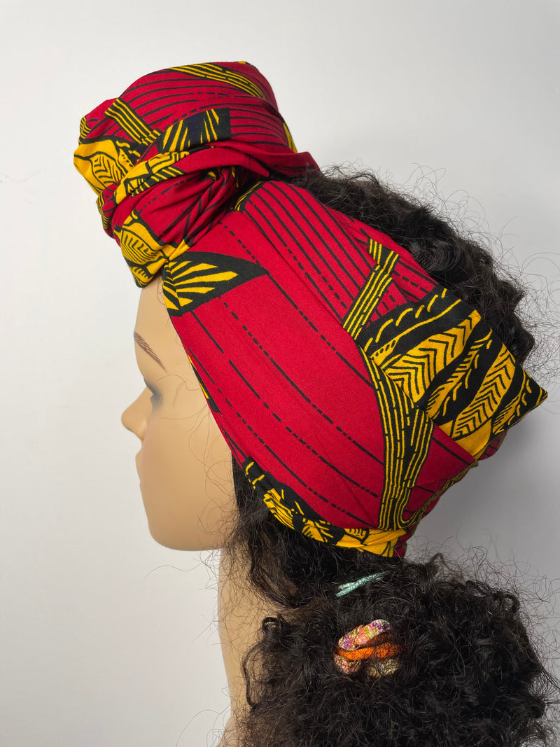 Tyler Red and Yellow Ankara Headwrap/Scarf