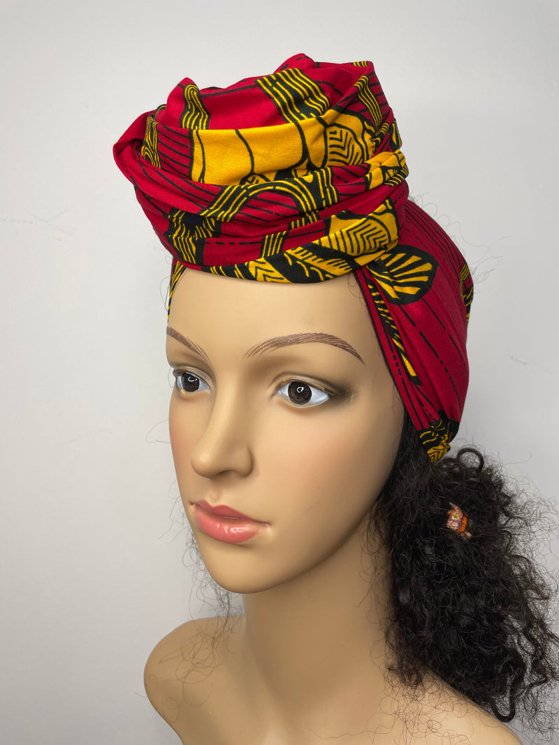 Tyler Red and Yellow Ankara Headwrap/Scarf