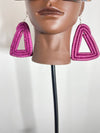 Pink Triangle Rattan Earring