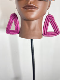 Pink Triangle Rattan Earring