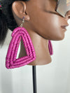 Pink Triangle Rattan Earring