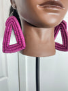 Pink Triangle Rattan Earring