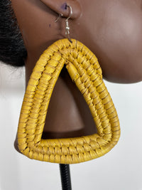 Yellow Triangle Rattan Earring