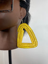 Yellow Triangle Rattan Earring