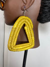 Yellow Triangle Rattan Earring