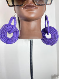 Purple Rattan Loop Earring