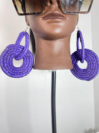 Purple Rattan Loop Earring