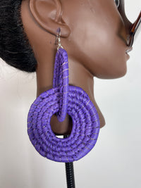 Purple Rattan Loop Earring