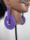 Purple Rattan Loop Earring