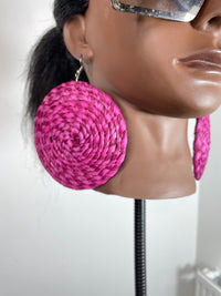 Pink Circle Rattan Earring | African Rattan