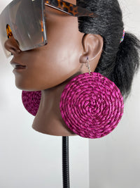 Pink Circle Rattan Earring | African Rattan