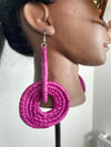 Pink Rattan loop Earring