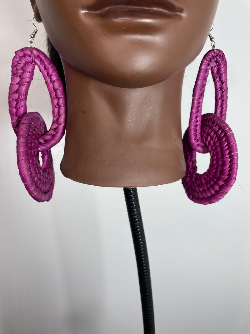 Pink Rattan loop Earring