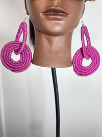 Pink Rattan loop Earring